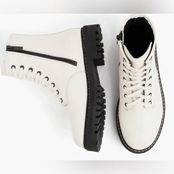 Thursday Boot Company White Lace-Up Combat Boots - Picture 3 of 9